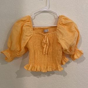Faithfull the Brand Smocked Linen Top